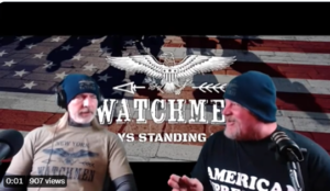A video still of Charles Pellien and Brett Biro during a New York Watchmen webcast. Brett's t-shirt reads "American Supremacy."